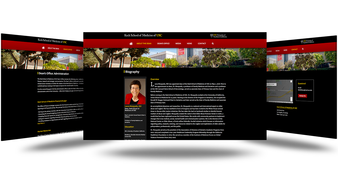 USC Keck Medicine web layout