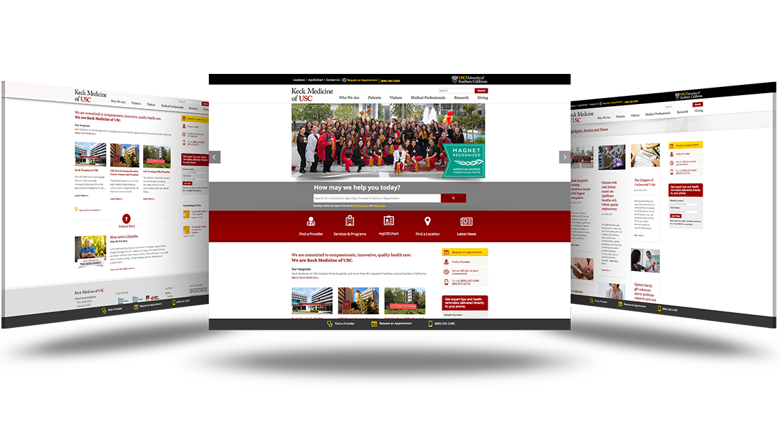 Keck Medicine homepage UX and physician search integration preview