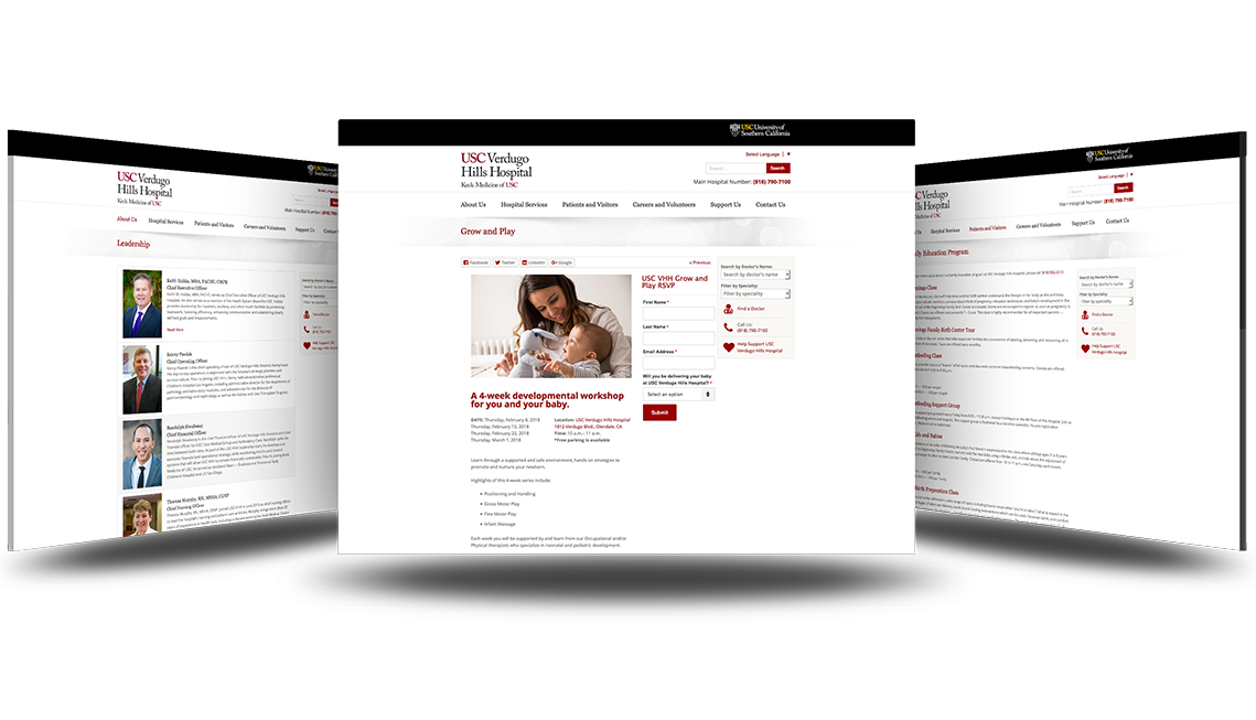 USC Verdugo Hills community hospital website design